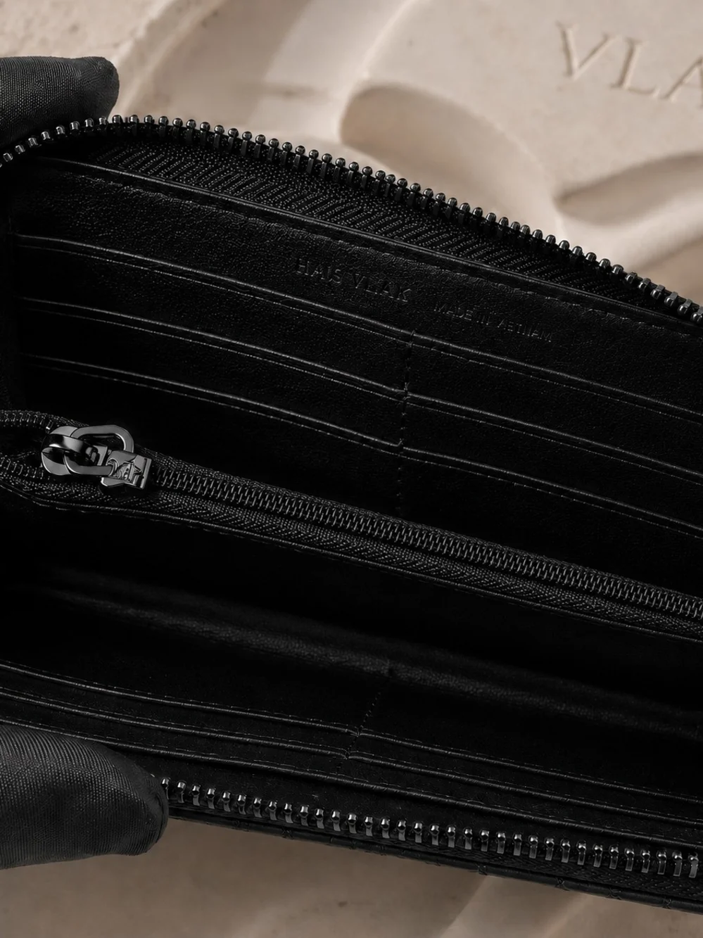 Badgley Mischka Black Quilted Zip Around Wallet with Cell Phone Pocket